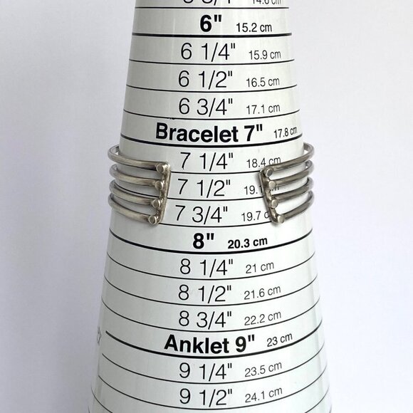 Sterling Silver 925 Modernist 22MM Wide Multi Row 4 Band V Cuff Bracelet Sz 7.5" - Picture 9 of 16